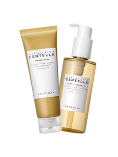 SKIN1004 Madagascar Centella Cleansing Duo - Ampoule Foam & Light Cleansing Oil Duo - Gentle Low Ph Cleanser & Centella Asiatica Extract for Sensitive Skin - Facial Wash