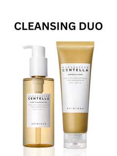 SKIN1004 Madagascar Centella Cleansing Duo - Ampoule Foam & Light Cleansing Oil Duo - Gentle Low Ph Cleanser & Centella Asiatica Extract for Sensitive Skin - Facial Wash